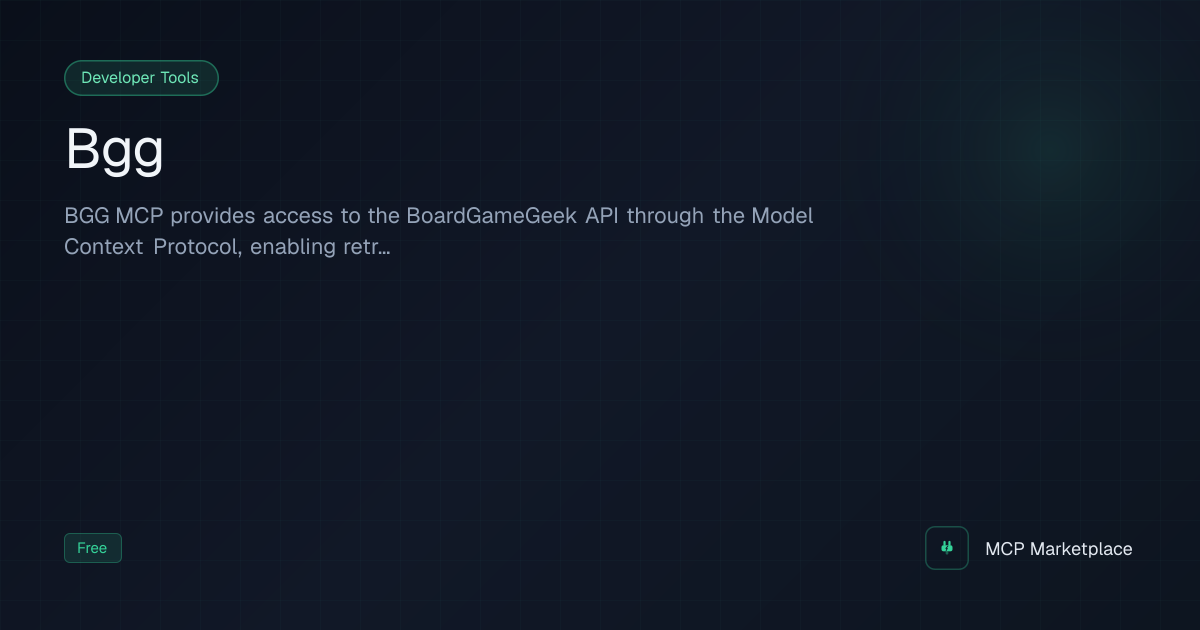Bgg MCP Server - BGG MCP provides access to the BoardGameGeek API ...