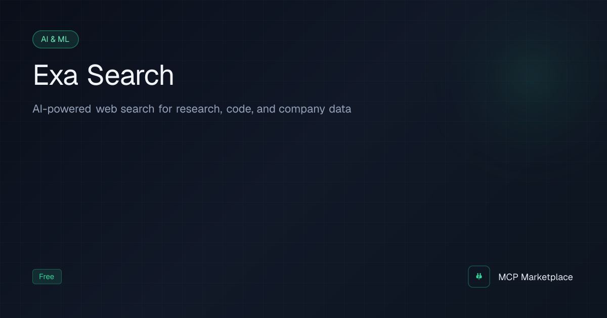 Exa Search MCP Server - AI-powered web search for research, code, and ...