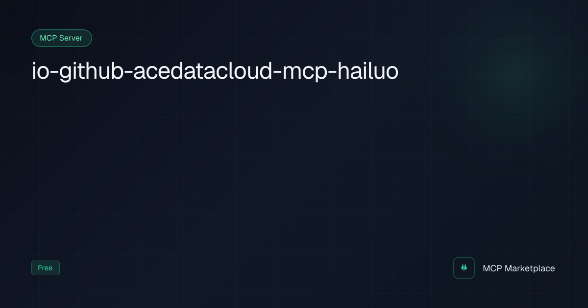 Hailuo MCP Server - MCP server for Hailuo (MiniMax) AI video generation ...