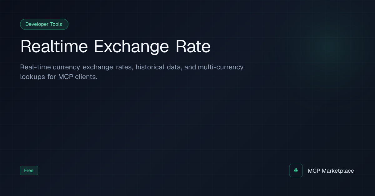Realtime Exchange Rate MCP Server - Real-time currency exchange rates ...