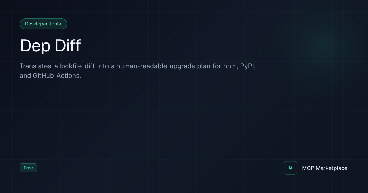 Dep Diff MCP Server - Translates a lockfile diff into a human-readable ...