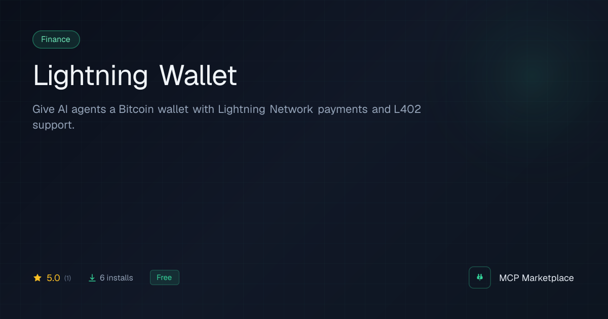 Lightning Wallet MCP Server - Give AI agents a Bitcoin wallet with ...