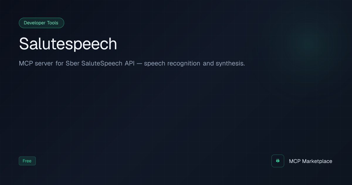 Salutespeech MCP Server - MCP server for Sber SaluteSpeech API — speech ...